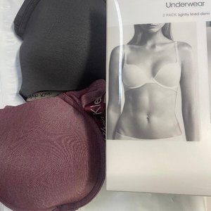 Calvin Klein 2 Pack Lightly Lined Demi - 36C - Phoebe /Dark Gray